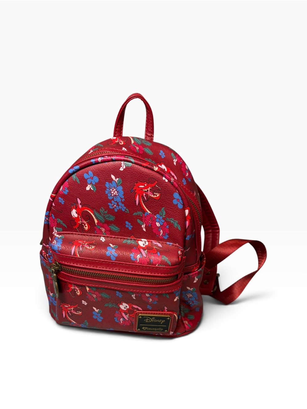 Disney Mulan Mushu Red Floral AOP Mini Backpack